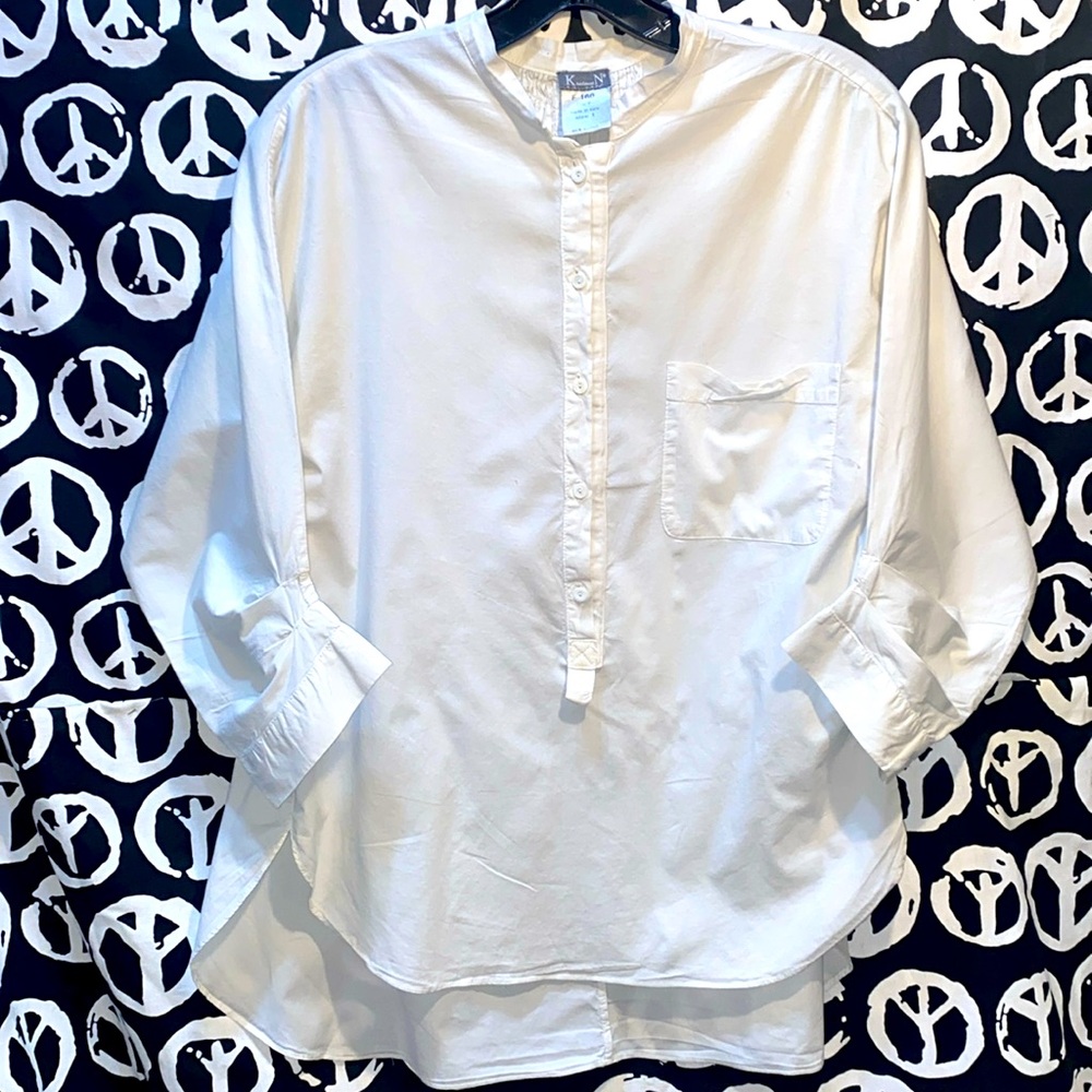 KRISTENSEN DU NORD ITALIAN OFF WHITE TOP 3/4 PLEATED SLEEVE CUFFS SZ 1